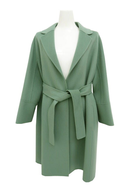 ’Ｓ Ｍａｘ Ｍａｒａ　ピュアヴァージンウール ダブルフェイス コート　セージグリーン　42　未使用【中古】