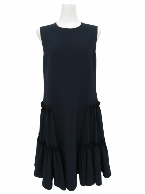 美品】2022年 アディアム Walnut Bouquet Dress S 紺 美品】2022年