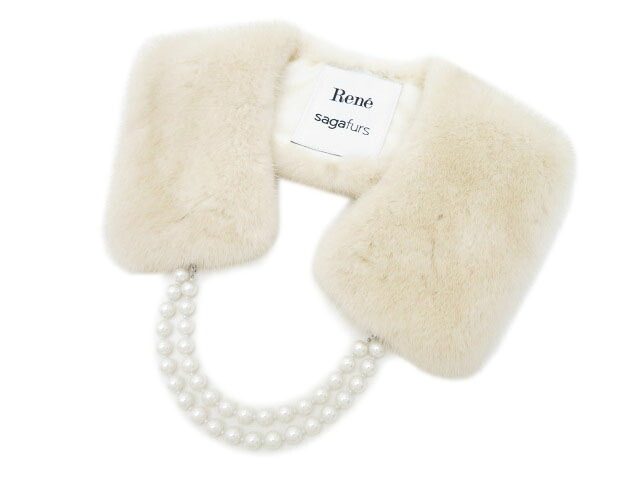 Ｒｅｎｅ　ミンク&times;パールティペット 【ファー】 オフホワイト系　未使用【中古】■｜セレブbyエンデバー 32,695円