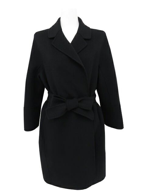 'S Max Mara ピュアヴァージンウールダブルフェイスコート(ARONA) ブラック IJ42 '23年 A1美品【中古】|セレブbyエンデバー