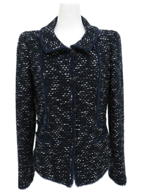 ＣＨＡＮＥＬ　ヴィンテージ ツイード ジャケット　ネイビー×ブラック×ホワイト MIX　38　A1【中古】