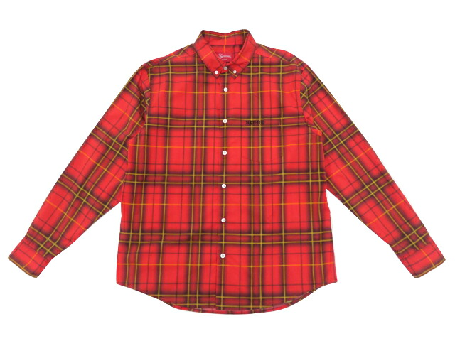 Ｓｕｐｒｅｍｅ　メンズ　チェック シャツ　＃胸にロゴ刺繍入り　レッド系　M　A1【中古】｜セレブbyエンデバー