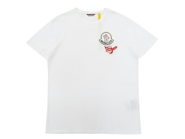 ＭＯＮＣＬＥＲ ＧＥＮＩＵＳ 1952 &times; ＭＡＭＩ ＷＡＴＡ　メンズ　Ｔシャツ　ロゴワッペン　ホワイト　L　A1【中古】｜セレブbyエンデバー