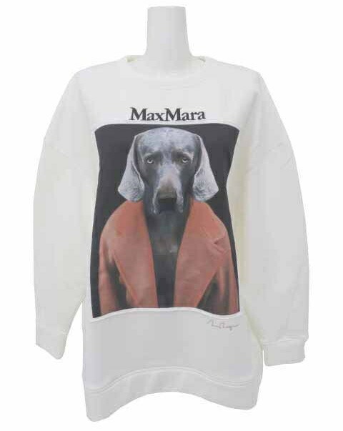 Ｍａｘ Ｍａｒａ　バッコ スウェット シャツ　アイボリー&times;ダークピンクのコート　Ｍ　新品同様【中古】｜セレブbyエンデバー