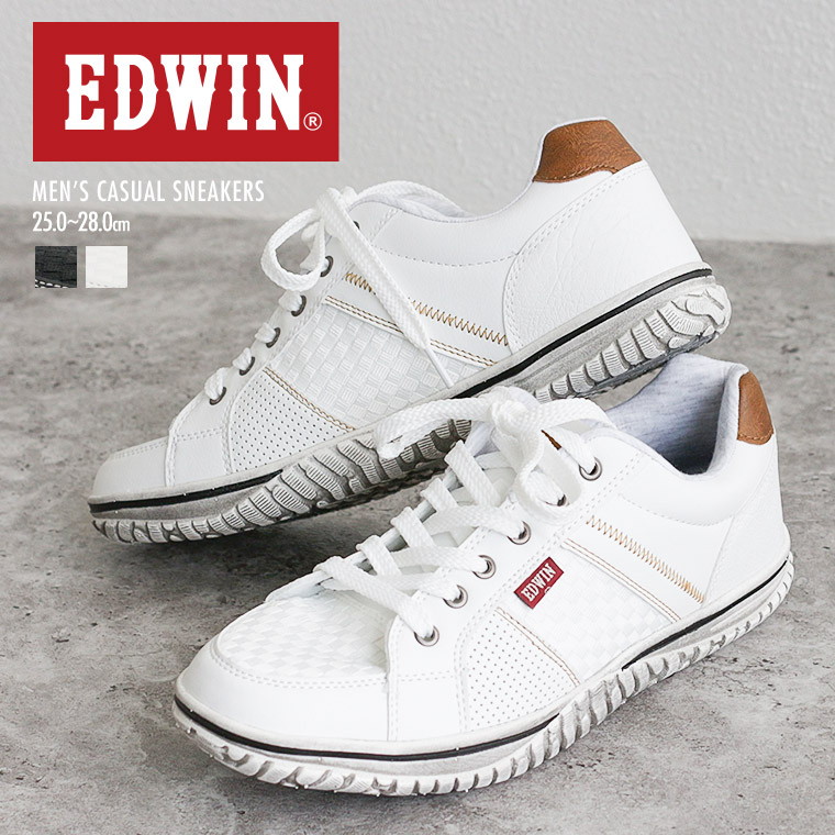 楽天市場 エドウィン ローカットスニーカー メンズ 白 軽量 カップインソール カジュアル メンズスニーカー おしゃれ 軽い 履きやすい 歩きやすい 防滑 通学 通勤 スニーカー 通気性 蒸れにくい 疲れにくい 痛くない ホワイト 黒 ブラック 28cm 大きいサイズ 7528 送料