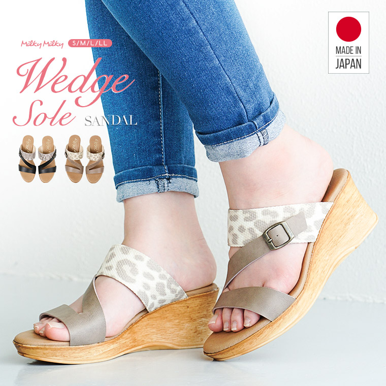 楽天市場 Sale特別価格 日本製 サンダル レディース ヒール ウェッジソール サンダル 厚底 歩きやすい 痛くない 軽量 ミュール 履きやすい 疲れにくい 美脚 つっかけ レディース 軽い シンプル 春夏 ブラック 黒 ヘビ柄 蛇柄 ヒョウ柄 アニマル柄 13 送料無料