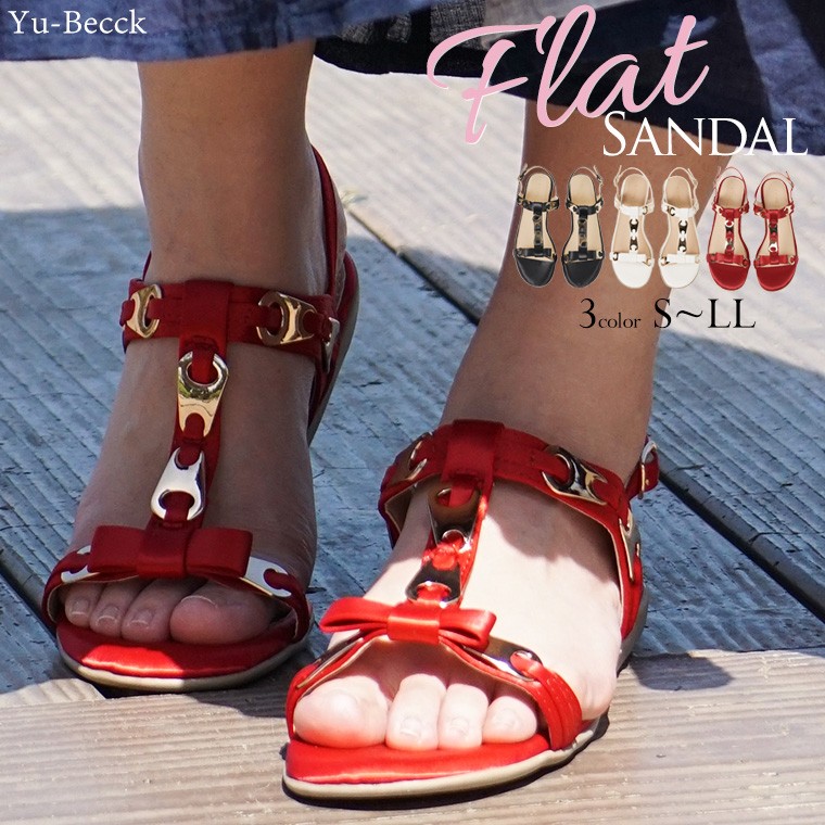 楽天市場 軽量 かわいい ゴールドプレート フラットサンダル レディース ぺたんこ 歩きやすい ビジュー ストラップ サンダル レディース おしゃれ 夏 幅広 キッズ 女の子 ジュニア 海 プール ビーサン ビーチサンダル リゾートサンダル ブラック 黒 白 1119 送料無料
