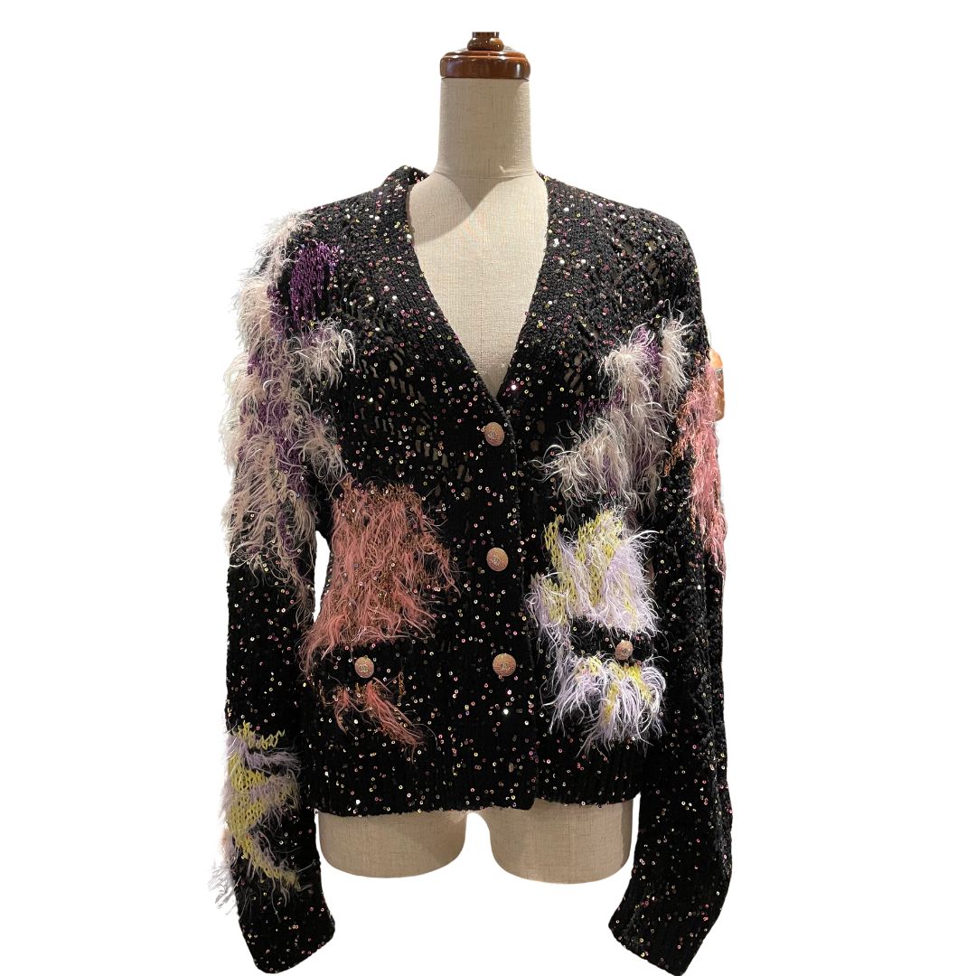 CHANEL【シャネル】 カーディガン ブラック&マルチカラー レディース 【USED】