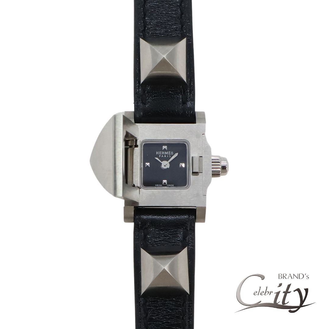 HERMES【エルメス】\u003cBR\u003eミニメドール\u003cBR\u003e ME2.111/□K目じるし \u003cBR\u003e黒いこと文字記号盤 レディース【USED】