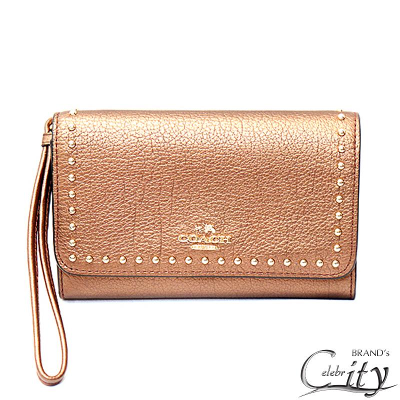【SALE限定価格】COACH【 コーチ】二つ折り財布 ストラップ付ブラウン レディース【USED】｜セレブリティブランド店