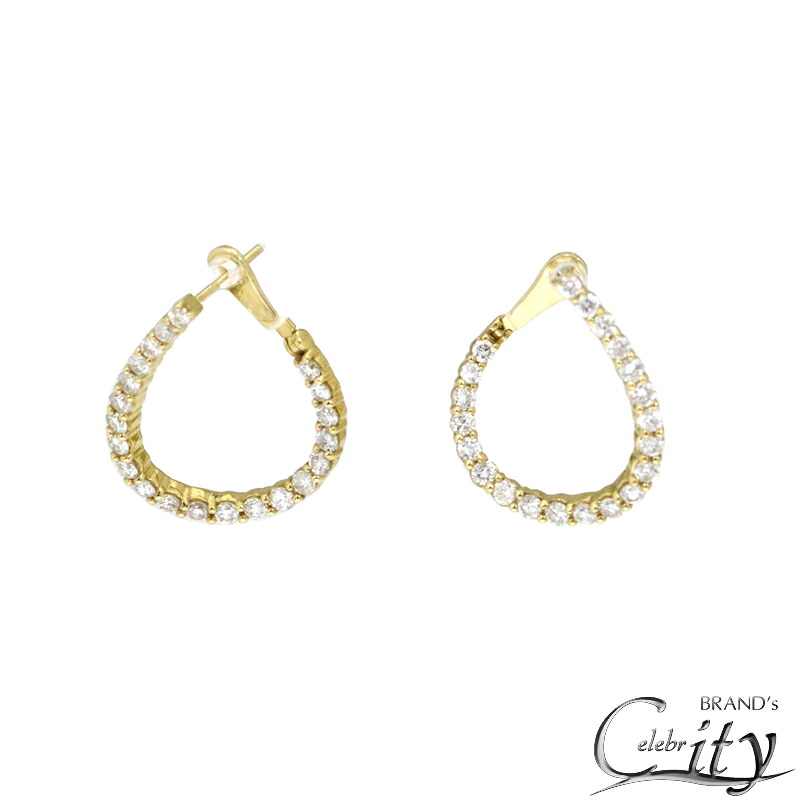 K18YG/D0.05ct ドロップ ダイヤモンド ピアス レディース【NEW】