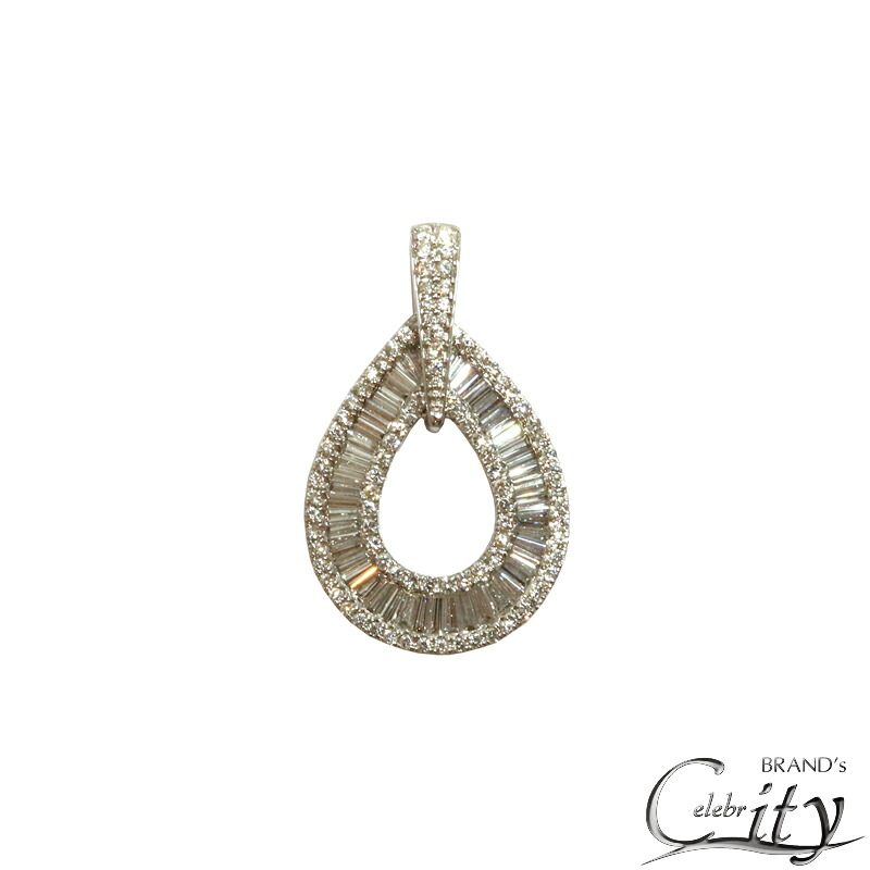 K18WG/D3.00ct ドロップダイヤモンド ペンダントトップ ユニセックス【NEW】