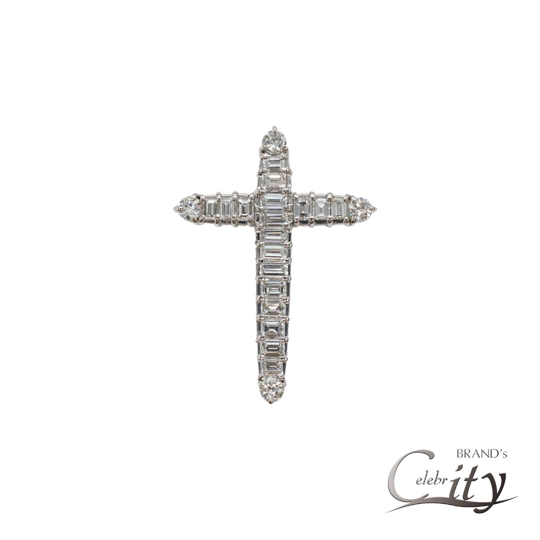 PT900/D3.02ct クロスバゲット ダイヤモンドトップ メンズ【NEW】