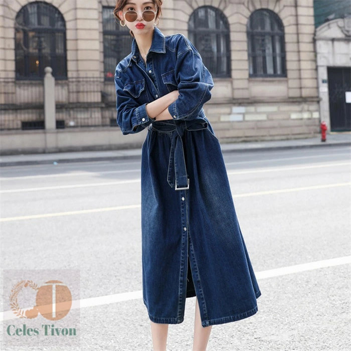 さ*ん様 45R デニムワンピース 長袖 専用です 45R 新品 デニム 長袖 ロングワンピース デニムワンピース