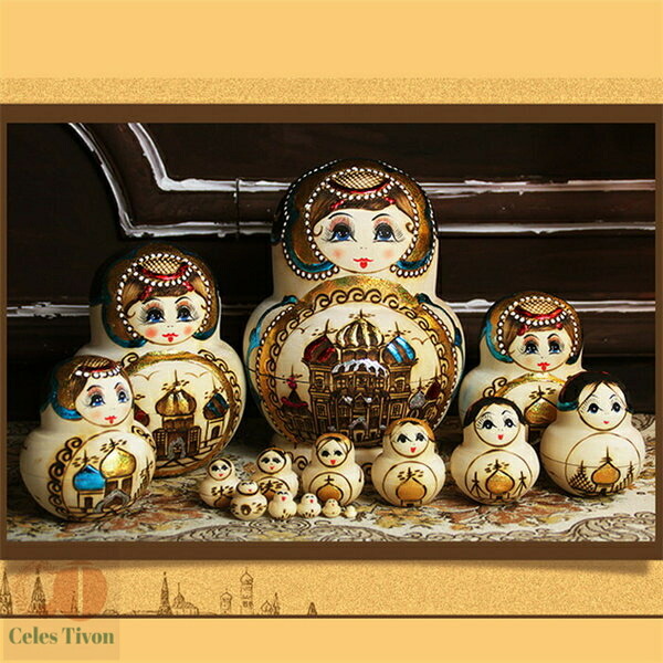 値下げしました！【希少】マトリョーシカ 10個セット 木製 手描き ct2577-172137_1.jpg