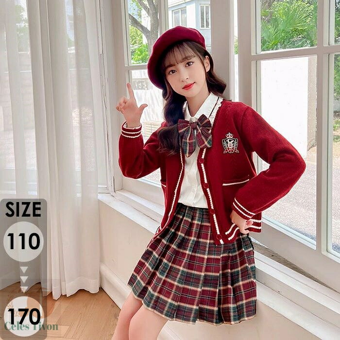 高校バトン部　ウェア 赤黒スカートセット 楽天市場】ダンス衣装 学院風 女の子 制服 シャツ+スカート+蝶ネクタイ