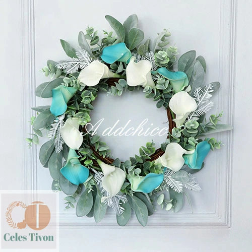 楽天市場】リース ドライフラワー [マカロンブルー cm1624-a]直径30cm