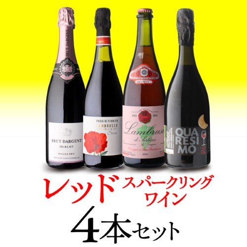 【20%OFF 12/7まで】スパークリングワインセット シュワ~っと爽快、ジュワ~っと果実感!しっかり冷やして楽しむ赤スパークリングワインセット 750ml 4本入 浜運A【送料無料】