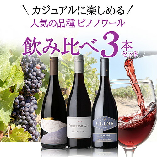 【20%OFF 12/7まで】ワインセット カジュアルに飲み比べ 人気品種 ピノ ノワール 3本セット 2弾 750ml 3本入 浜運【送料無料】