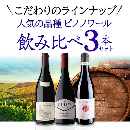 【40%OFF 1/12まで】ワインセット こだわりのピノワールドへ 人気品種 ピノ ノワール 3本セット 6弾 750ml 3本入 浜運A【送料無料】