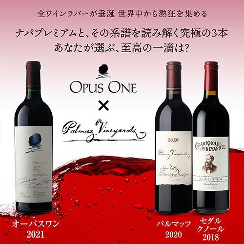 ワインセット ナパの2大プレミアム赤 オーパスワン 2021＆パルマッツ 2019＆パルマッツセカンド 3本セット 浜運A 【送料無料】 父の日 お中元 お中元