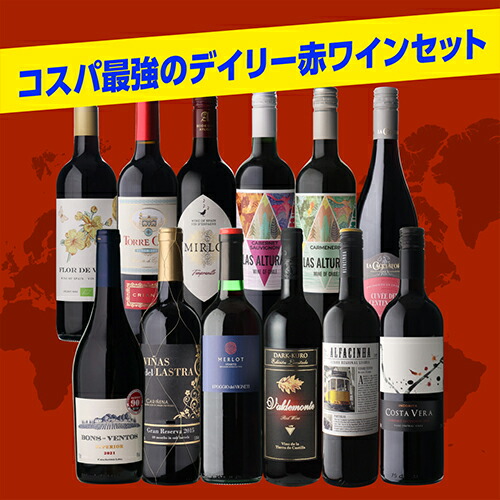 【40％OFF 6/5まで】ワインセット エブリデー赤ワイン12本セット 25弾 浜運【送料無料】 父の日 お中元