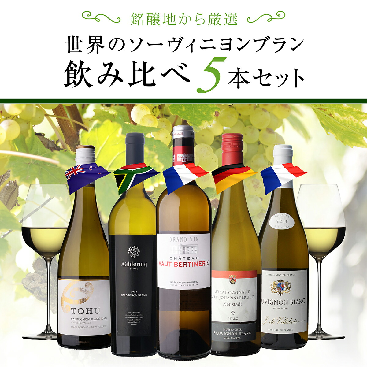 ワインセット 世界のソーヴィニヨン ブラン 飲み比べ 5本セット 11弾 浜運A【送料無料】 父の日 お中元