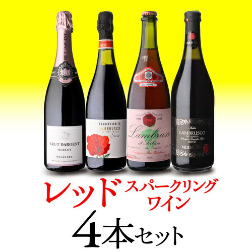 スパークリングワインセット シュワ～っと爽快、ジュワ～っと果実感！しっかり冷やして楽しむ赤スパークリングワインセット 750ml 4本入 浜運【送料無料】 お中元