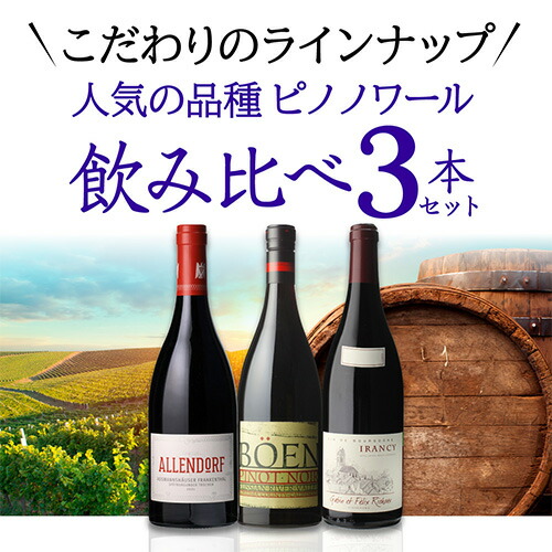 ワインセット こだわりのピノワールドへ 人気品種 ピノ ノワール 3本セット 8弾 750ml 3本入 浜運【送料無料】 お中元