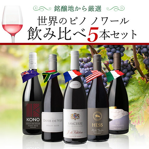 ワインセット 世界のピノ ノワール 飲み比べ 5本セット 12弾 浜運A【送料無料】お中元