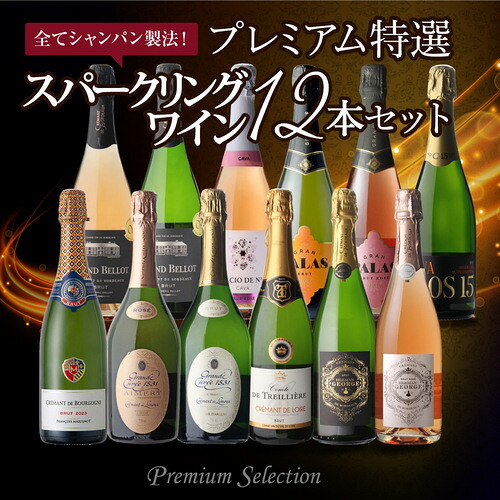 ワインセット 全てシャンパーニュと同製法！プレミアム特選スパークリングワイン12本 69弾  浜運【送料無料】