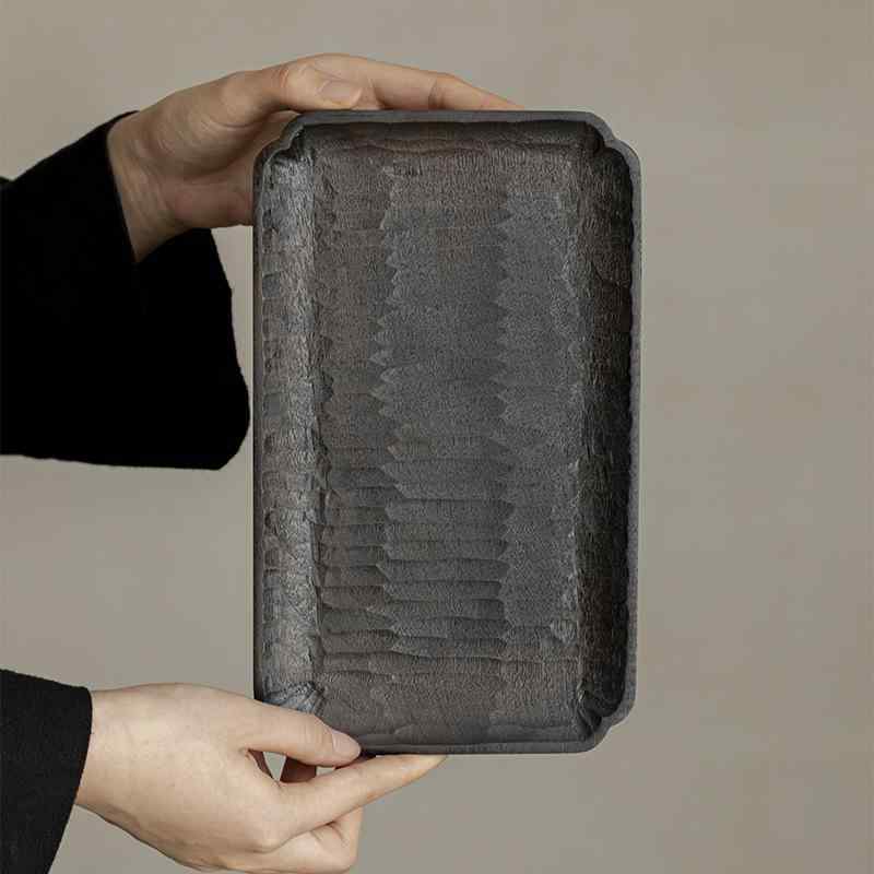 茶盤 トレー ブラックウォールナット 無垢材 漆塗り 長方形 天然木 壺承 ティー盆 茶器台 和モダン アンティーク風 上品 高見え 高級感 丁寧な暮らし 来客用 家庭用 中国茶 茶道具 おもてなし キッチン雑貨 木製トレイ