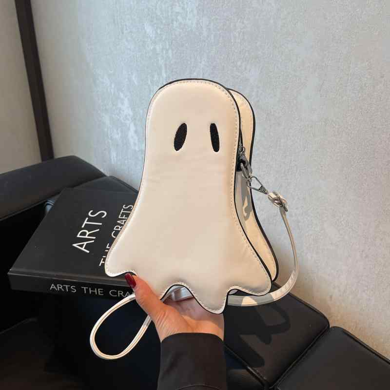 レディース ショルダーバッグ 斜めがけバッグ ゴースト おばけ ハロウィン 個性的 ストリート系 おもしろ モチーフ 肩掛け ミニバッグ カジュアル イベント パーティー コスプレ ポシェット 小物入れ(x2)