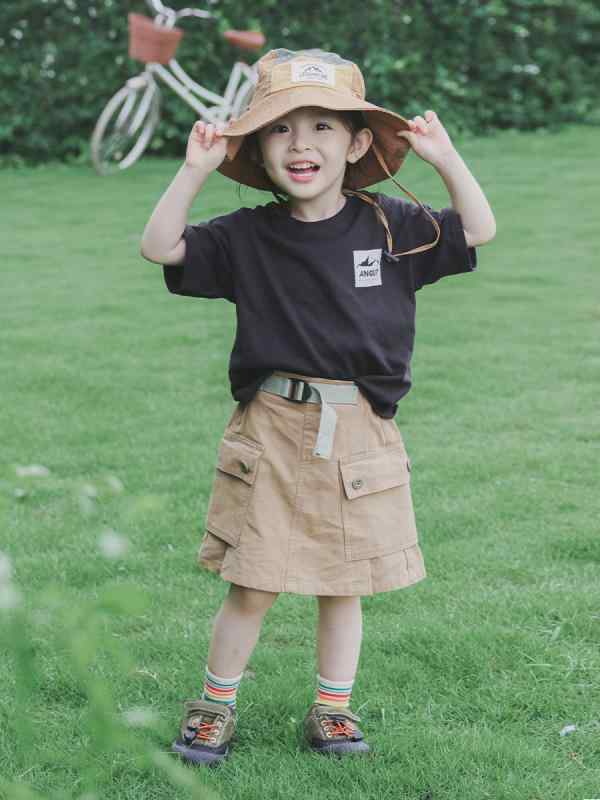 キッズ 女の子 スカート Aラインスカート カーゴスカート 綿100% 丈夫 動きやすい カジュアル 普段使い 夏 子ども 子供服 通学 通園 お出かけ ボトムス