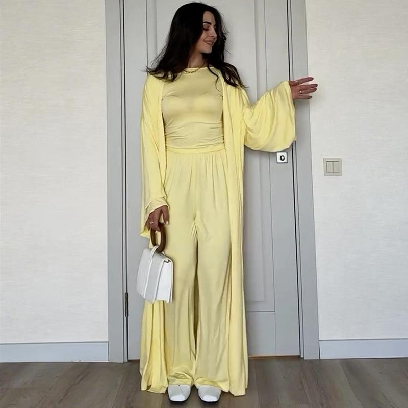 レディース セットアップ 3点セット ロングカーディガン 長袖Tシャツ ロングパンツ ゆるかわ リラックス 体型カバー 楽ちん 大人可愛い きれいめ カジュアル ワンマイルウェア 春 夏｜くらしのセロネ 6,747円