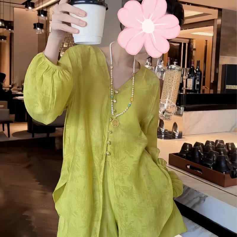 セットアップ チャイナ風 チャイナテイスト シャツ ショートパンツ リヨセル テンセル 綿 混紡 UVカット 涼しい 通気性 上品 きれいめ カジュアル 大人 春 夏