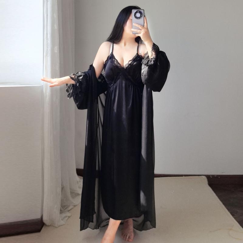 レディース ルームウェア パジャマ 大きいサイズ ゆったり ロング丈 カップ付き キャミソール 2点セット パッド入り ワンピース スリップ 体型カバー セクシー 大人可愛い 楽ちん 部屋着 ナイトウェア