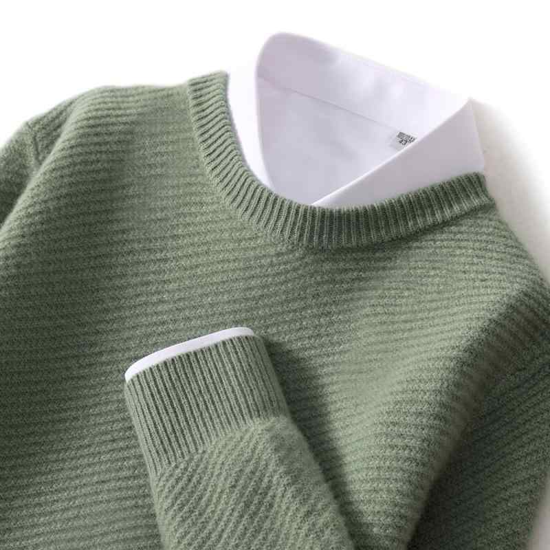 秋冬 メンズ カシミヤ セーター ニット 羊毛 厚手 暖か ダブルレイヤー ソフト クルーネック ゆったり オーバーサイズ プルオーバー ビジネス 通勤 インナー