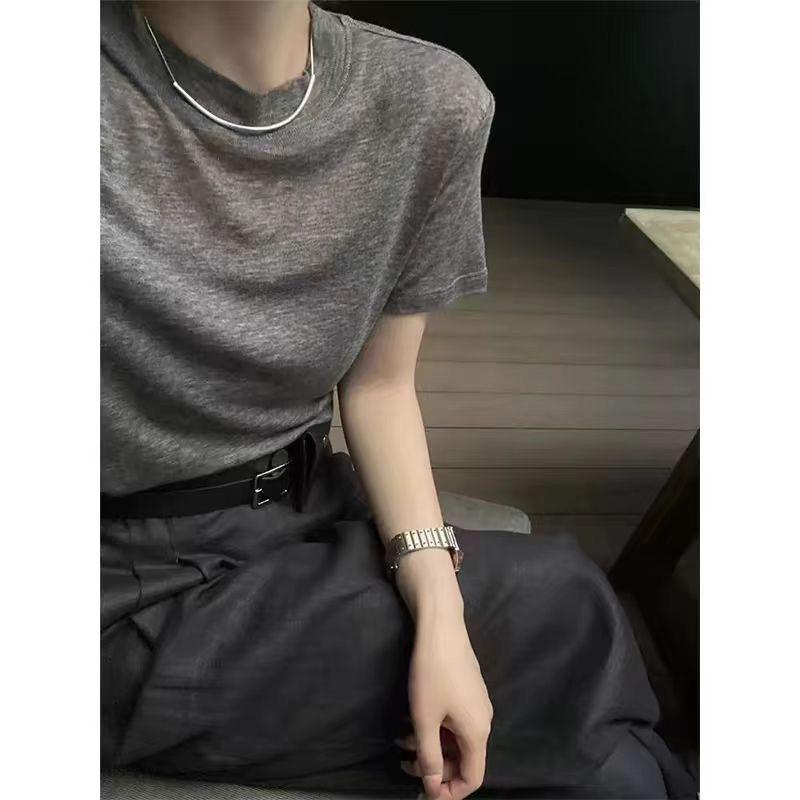 レディース Tシャツ 半袖 テンセル クルーネック トップス 無地 カットソー 細見え きれいめ 大人可愛い シンプル 上品 カジュアル なめらか 柔らかい 肌に優しい 涼しい 快適 夏 韓国ファッション トレンド おしゃれ 体型カバー