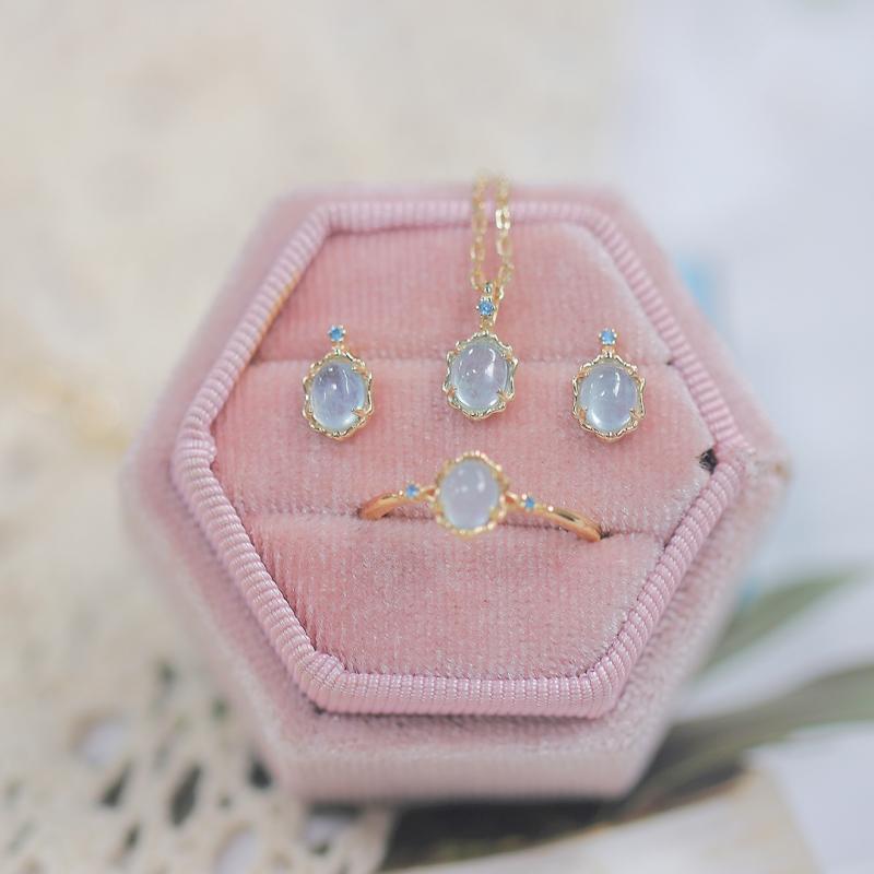 アクセサリー レディース かわいい 精致 純銀 ネックレス イヤリング 天然アクアマリン 指輪 セット 華奢 デザイン 日常使い ギフト 対応 繊細 輝き スターリングシルバー ブルー ストーン 装飾 モダン スタイル 6,053円