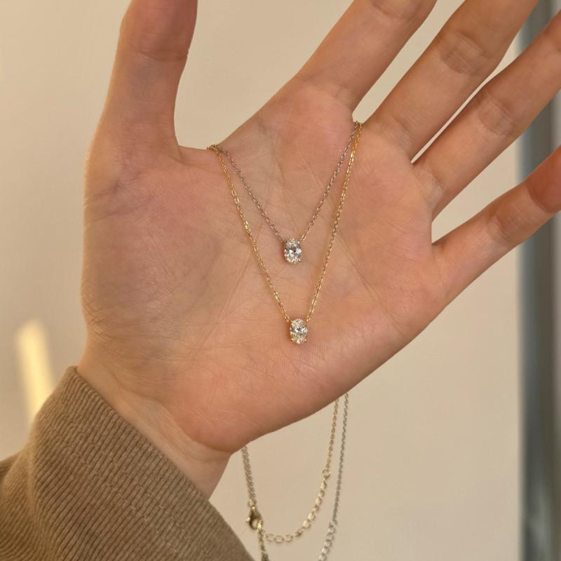 ネックレス レディース シンプル 楕円 吊り下げ 925純銀 日常使い 鎖骨チェーン 軽量 シルバー アクセサリー 女性向け ジュエリー 細身 華奢 コーデ ギフト 誕生日 記念日
