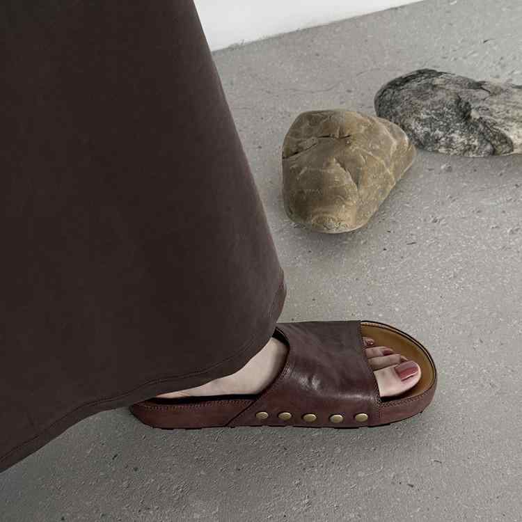 サンダル レディース 厚底 人情本 返り咲き 本革 一字型 ウエッジソール 赤銅色 砂浜 露趾 春夏 軽さ 好いたらしい