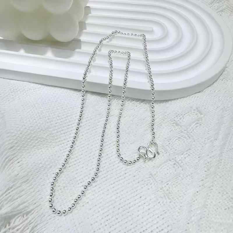 ネックレス レディース 純銀 ビーズチェーン ロング 春夏 無ペンダント セーター 仏珠風 アクセサリー レイヤード シンプル ジュエリー シルバー チェーン 女性用 日常使い コーディネート