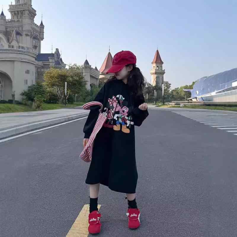 秋冬 キッズ 女児 親子 綿 フード付き ゆったり パーカーワンピース スウェット トップス ボトムス セット 部屋着 通学 軽量 吸湿速乾