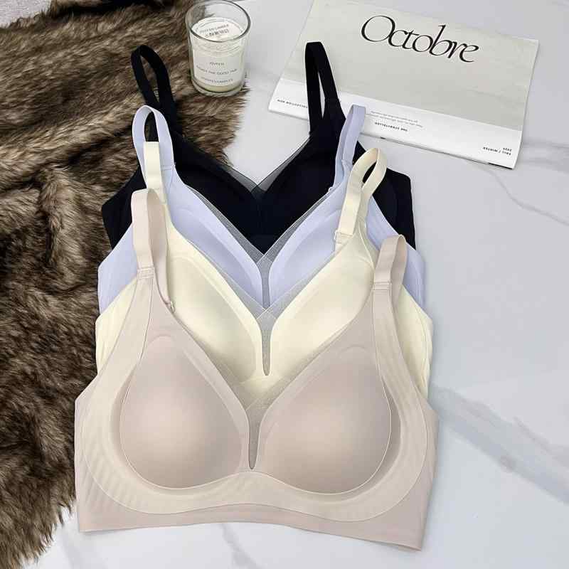 ブラジャー レディース 春夏 シームレス Vネック レース 無ワイヤー プッシュアップ 小胸用 接触冷感 メッシュ 吸湿速乾 軽量 通気性 日常インナー