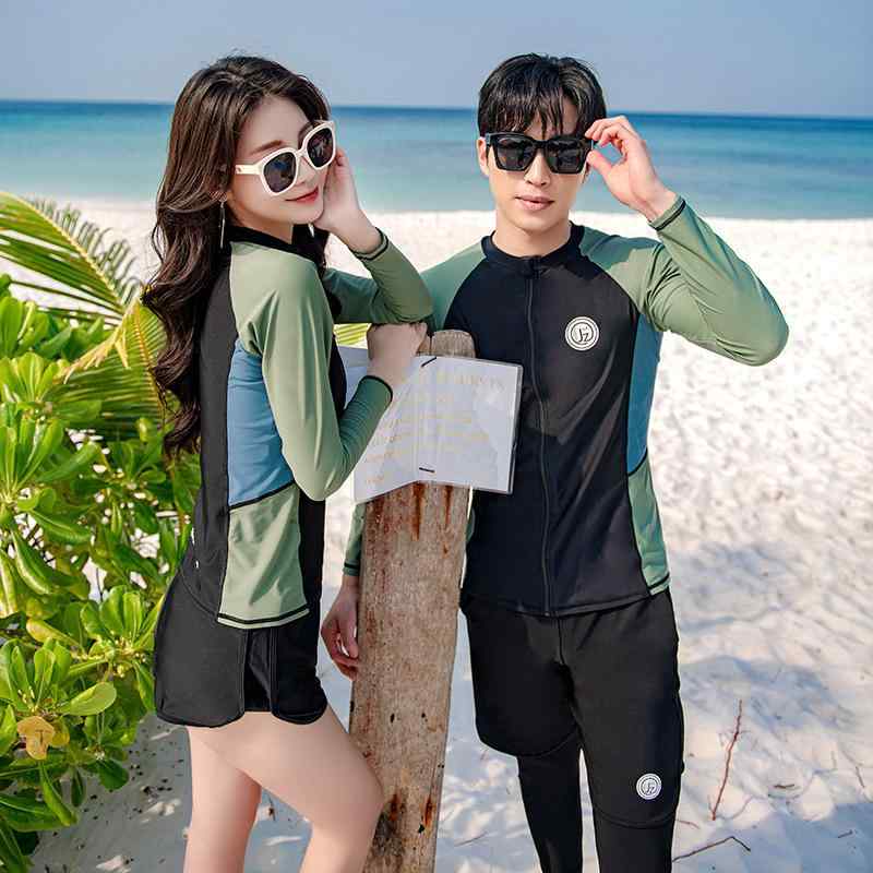 ダイビングスーツ 男女兼用 長袖 セパレート UVカット 速乾 シュノーケリング 水着 セット サーフィン ロングパンツ クラゲ対策 フリーダイビング