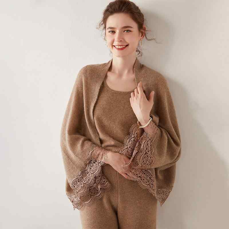 秋冬 レディース レース カシミア ショール スカーフ ニット カーディガン トップス 2way 汎用 暖か 軽量