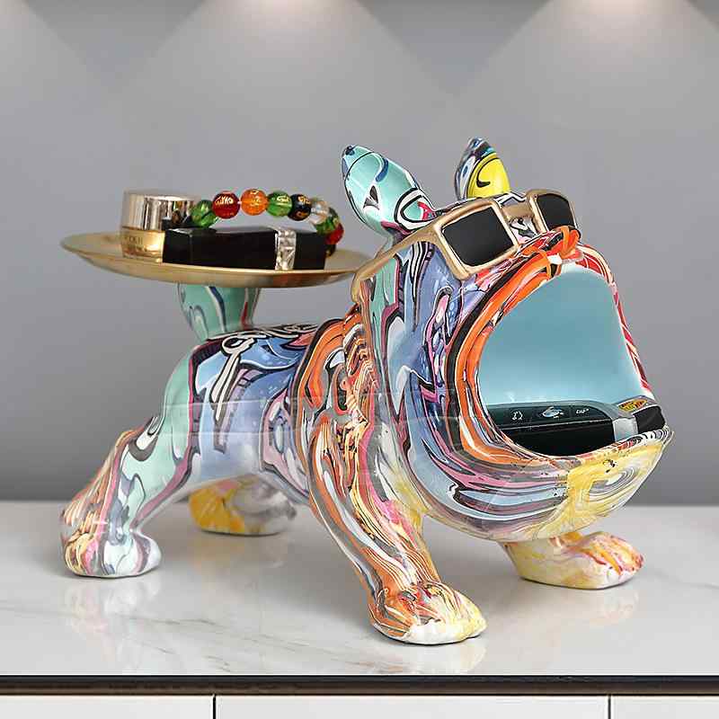 置物 フレンチブルドッグ かわいい 動物 フィギュア 玄関 鍵収納 ボックス インテリア 雑貨 リビング デスクトップ 飾り 高級感 エレガント ホームデコレーション