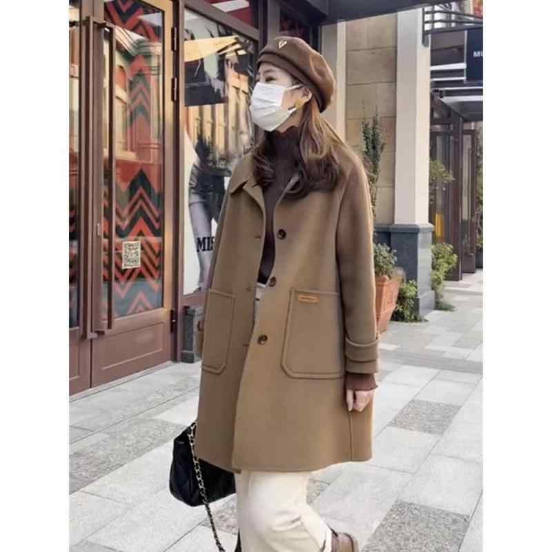 レディース 秋冬 コート 羊毛 両面 ウール 毛・希 アウター 吸湿速乾 軽量 スタイリッシュ デザイン 高級感 再生繊維 ピンク系