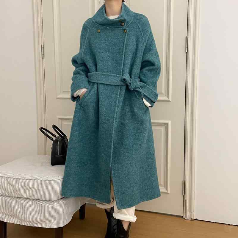 コート レディース リバーシブル ウール ロング丈 スタンドカラー ベルト付き カシミヤ 秋冬 高級感 軽量 吸湿速乾 10,282円